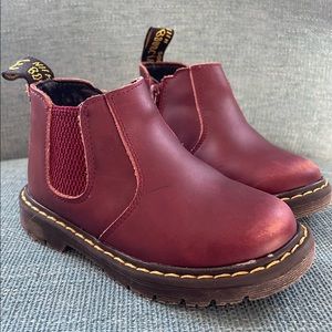 Kid Dr. Marten Red Ankle Boots